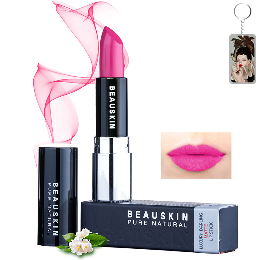 Son lì mềm môi Beauskin Luxury Darling Matte Hàn Quốc 3.5g (#01 Hồng cánh sen) tặng kèm móc khoá