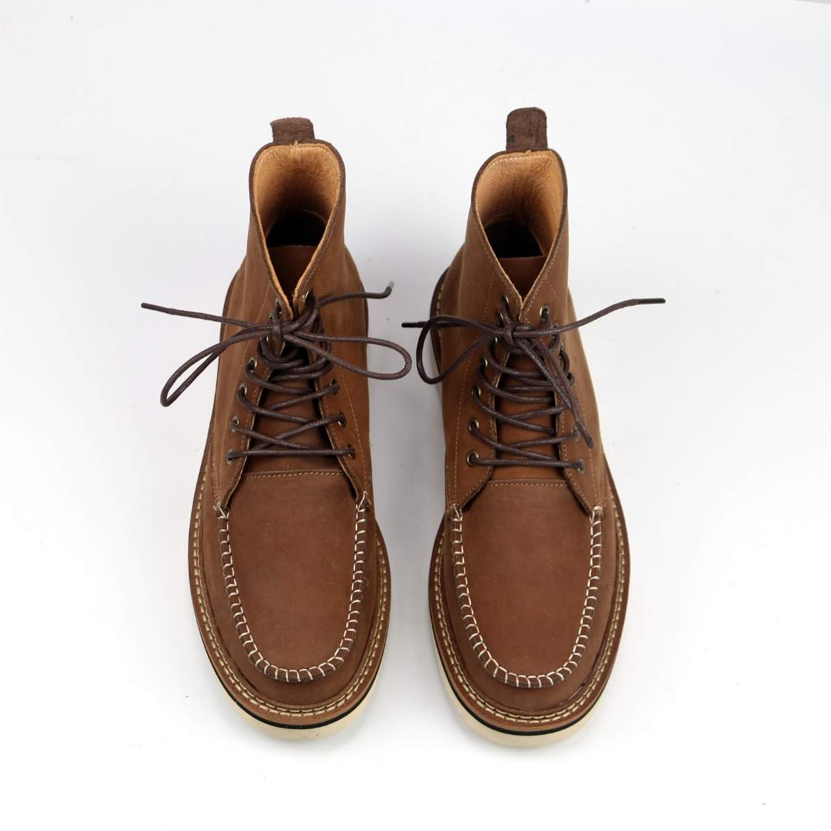 Giày Boots Moctoe da bò nâu sáp mộc