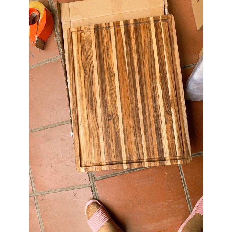 Thớt gỗ teak cao cấp siêu cứng không mùn, chống nứt 50 X 38 CM - Thớt gỗ trang trí đồ ăn kiểu dáng Vintage decor