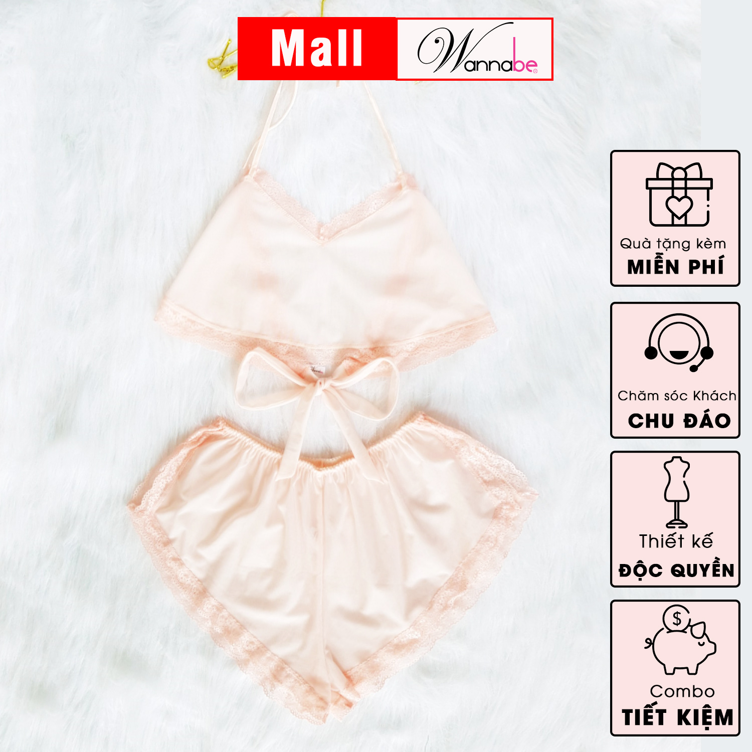 Đồ bộ mặc nhà sexy wannabe, bộ short bsc04 kiểu dáng áo yếm quần tim gợi cảm quyến rũ