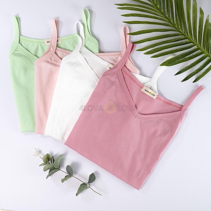 Áo hai dây nữ cổ tim trơn 4LOVA chất liệu cotton mềm mại, nhẹ nhàng