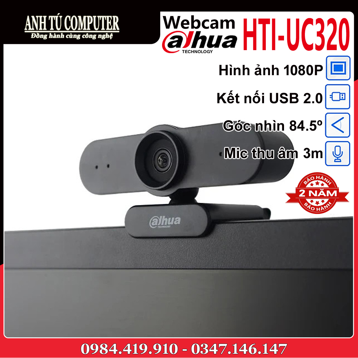 Webcam HD1080P DAHUA HTI-UC320 hàng chính hãng