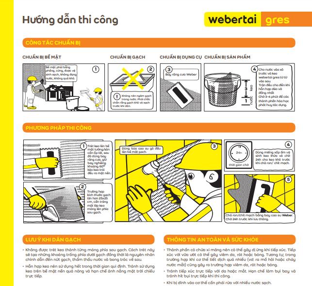 Keo dán gạch Webertai gres cho HỒ BƠI và gạch/đá KÍCH THƯỚC LỚN