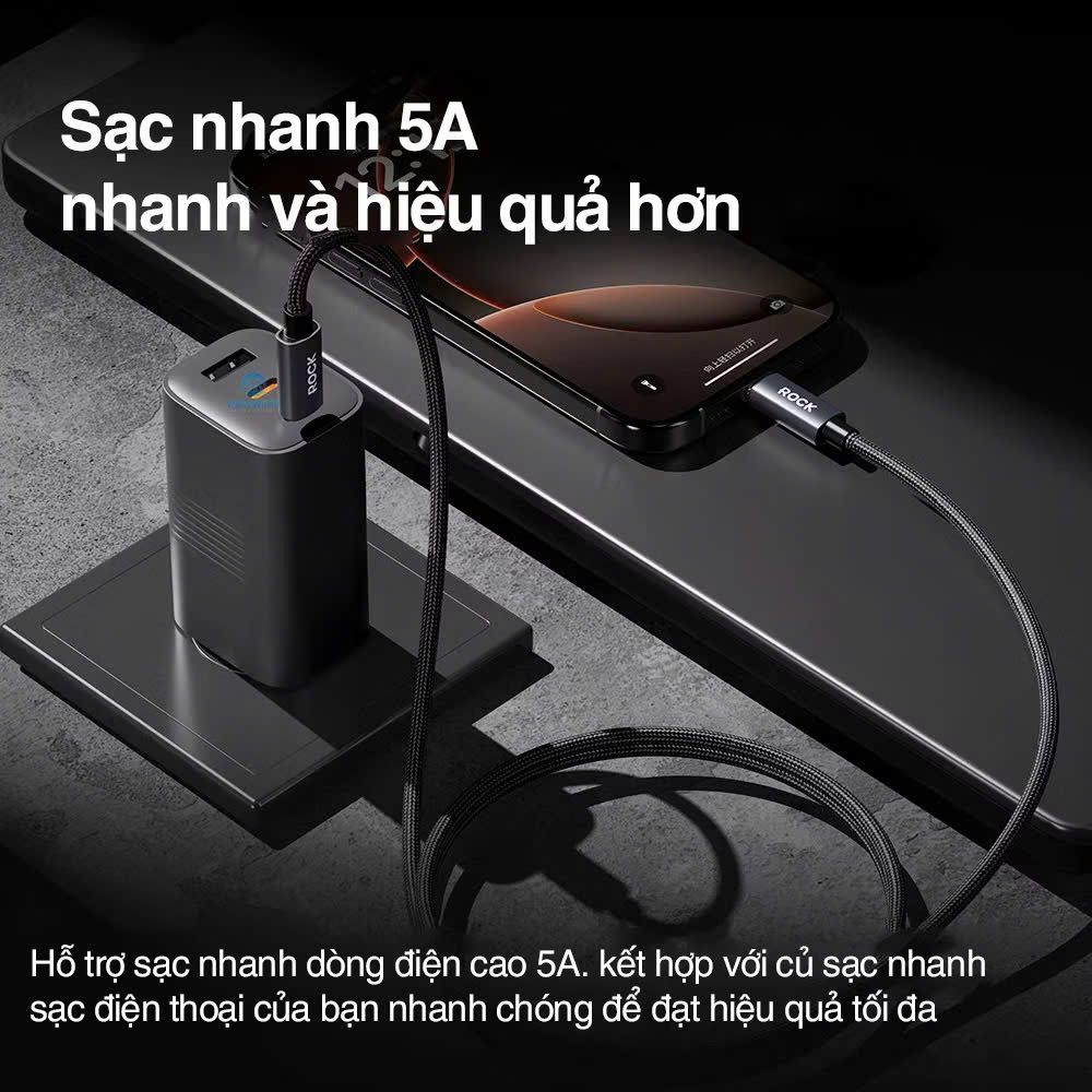 Dây cáp sạc ROCKSPACE Z28 sạc nhanh dây dù siêu bền, hàng chính hãng bảo hành 12 tháng