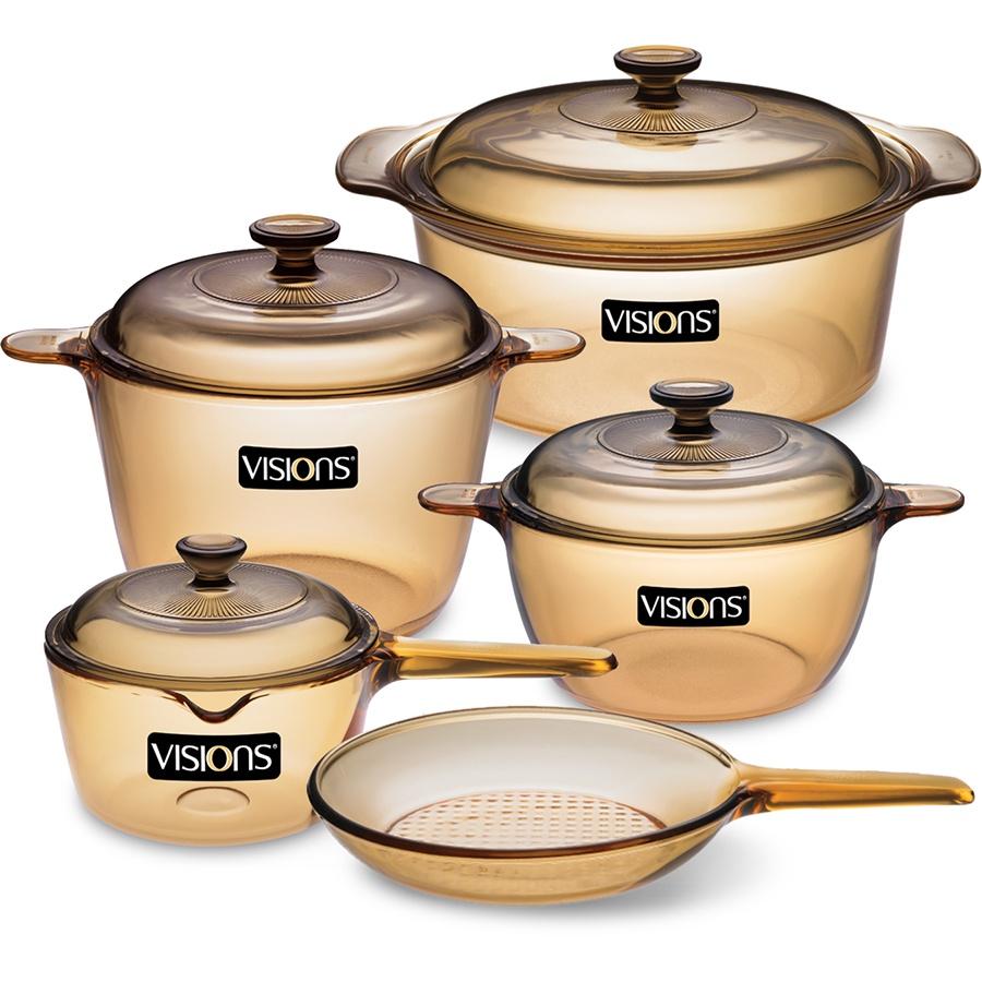 Bộ 5 Nồi Thủy Tinh Visions VS-339/CL1 - Made in France - Phân phối bởi CTCP ABMA VN 15/2 Đoàn Như Hài, P12, Q4, HCM