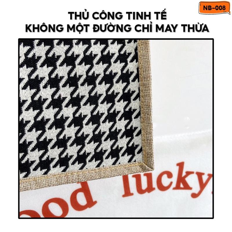 Túi Cói Đi Biển Có Quai Xách Phong Cách Vương Giả Nữ Tính Hoạ Tiết Caro Nhiều Màu Size 21x21cm NB-008