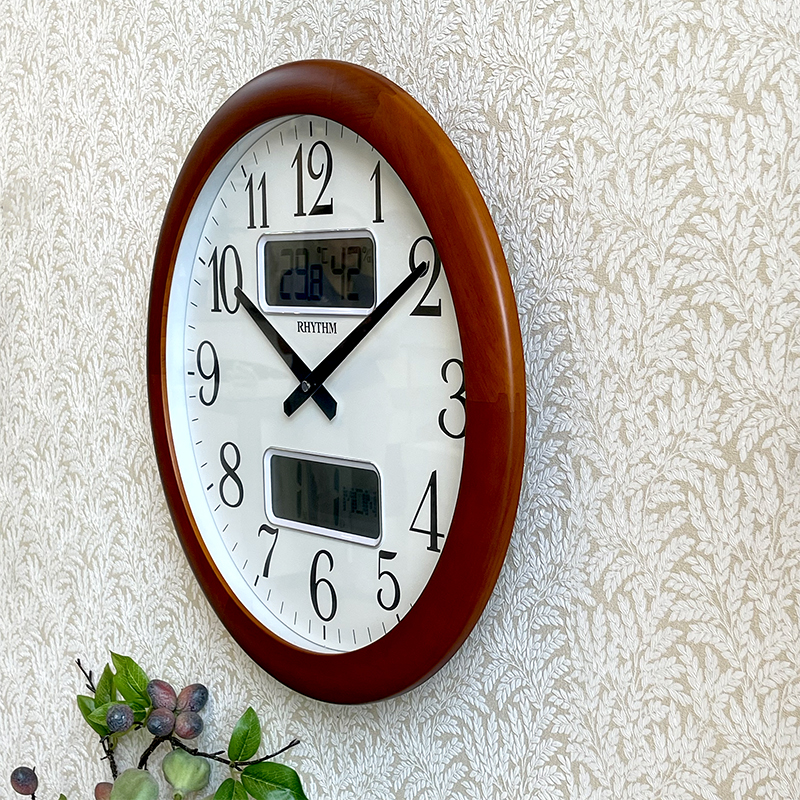 Đồng hồ treo tường Nhật bản Rhythm CFG901NR06 - Kt 41.0 x 5.5cm, 1.46kg Vỏ gỗ, dùng PIN.