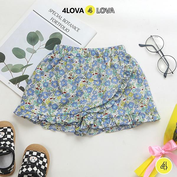 Chân váy giả quần short bé gái 4LOVA thô cotton hoa nhí xinh dễ thương thoáng mát