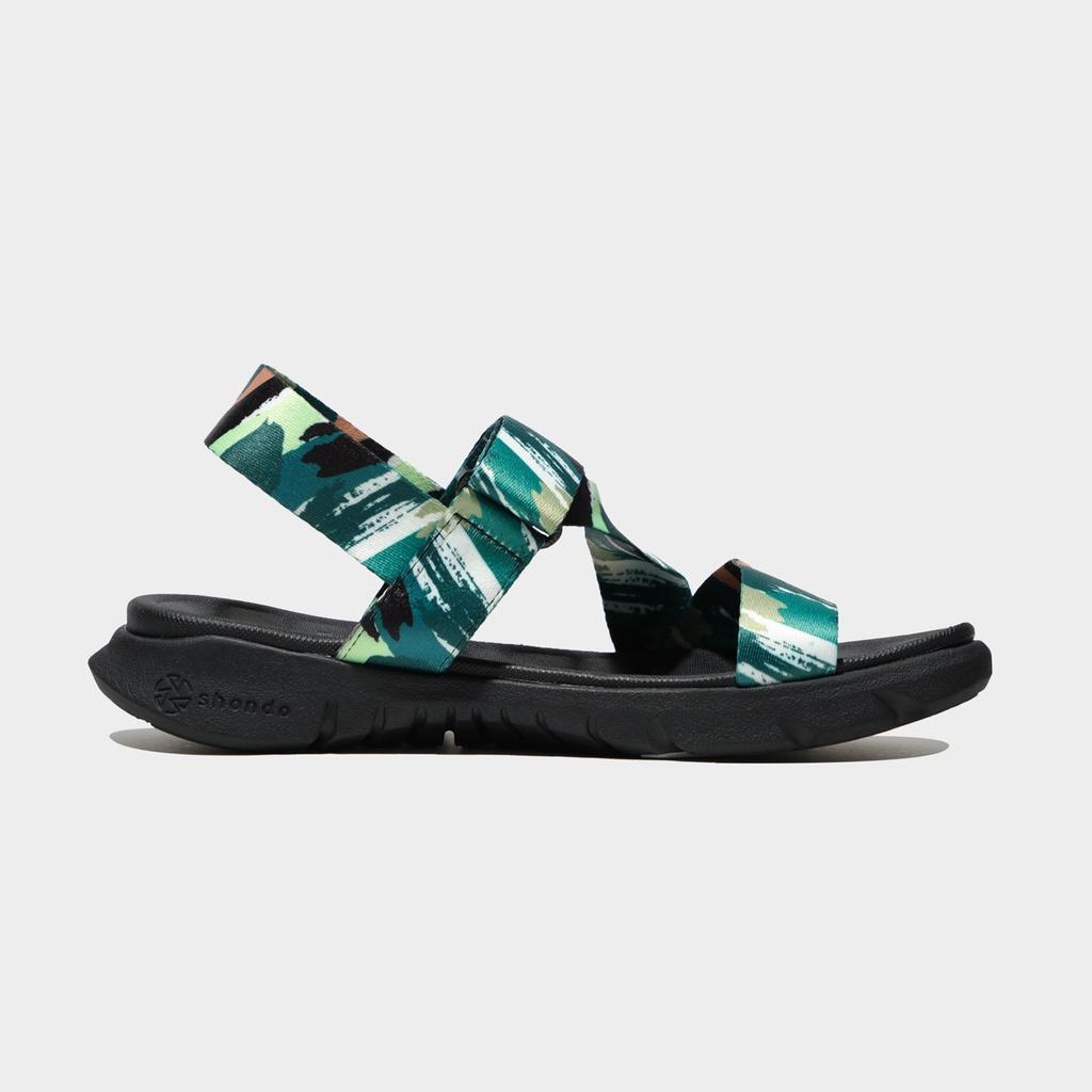 Giày Sandals Nam Nữ Unisex Shondo F6 Sport Quai Vệt Sơn Xanh Lá F6S1040