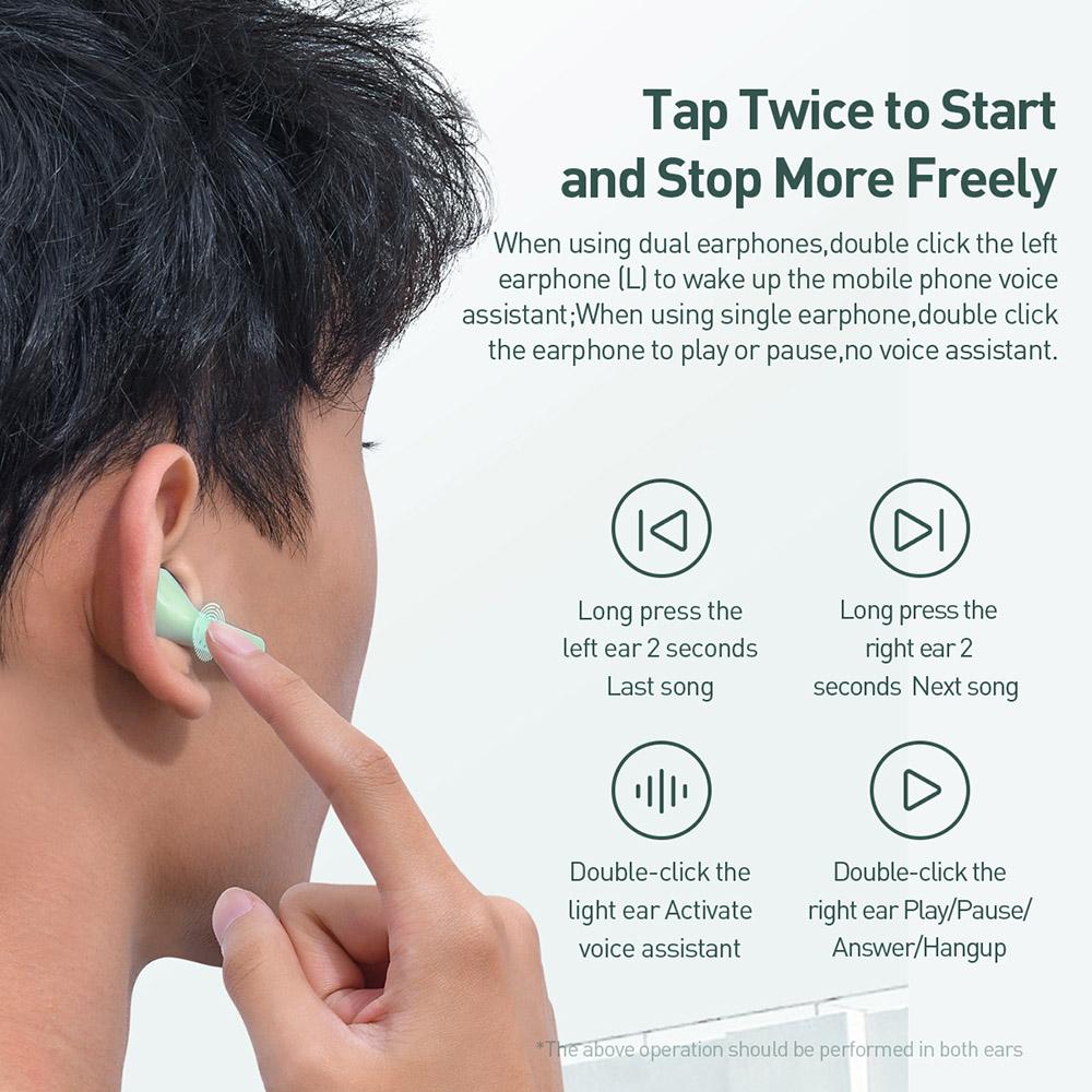 Baseus Encok TWS BT 5.0 True Wireless Headphones NGW09-09 Earbuds Built-in Mic In-ear Stereo Earphones Sport Headset