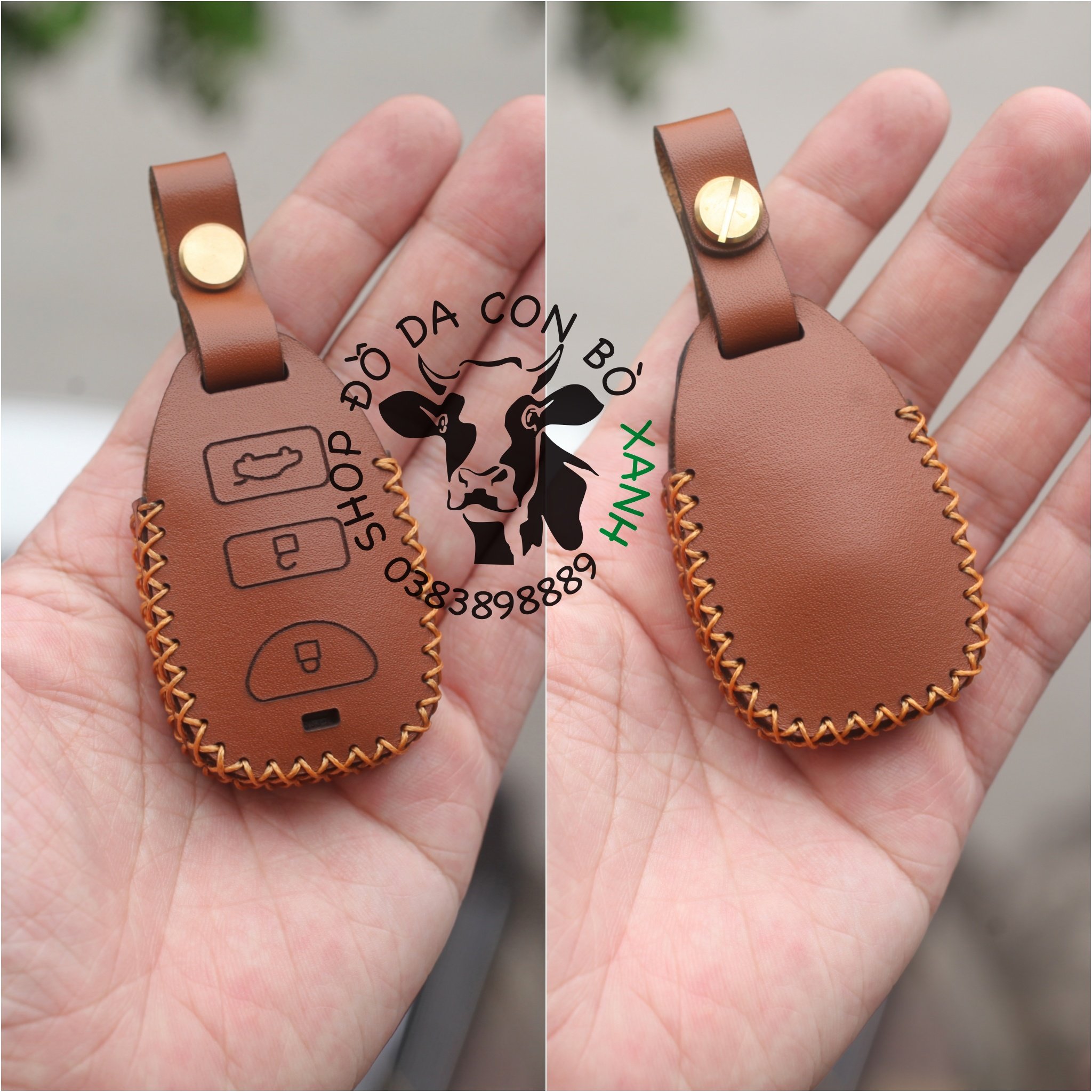 Bao Da dành cho chìa Khoá Hyundai Tucson, SantaFe, Starex 2006-2011, KIA Carens, Sportage 2005-1010 handmade Da Thật 012