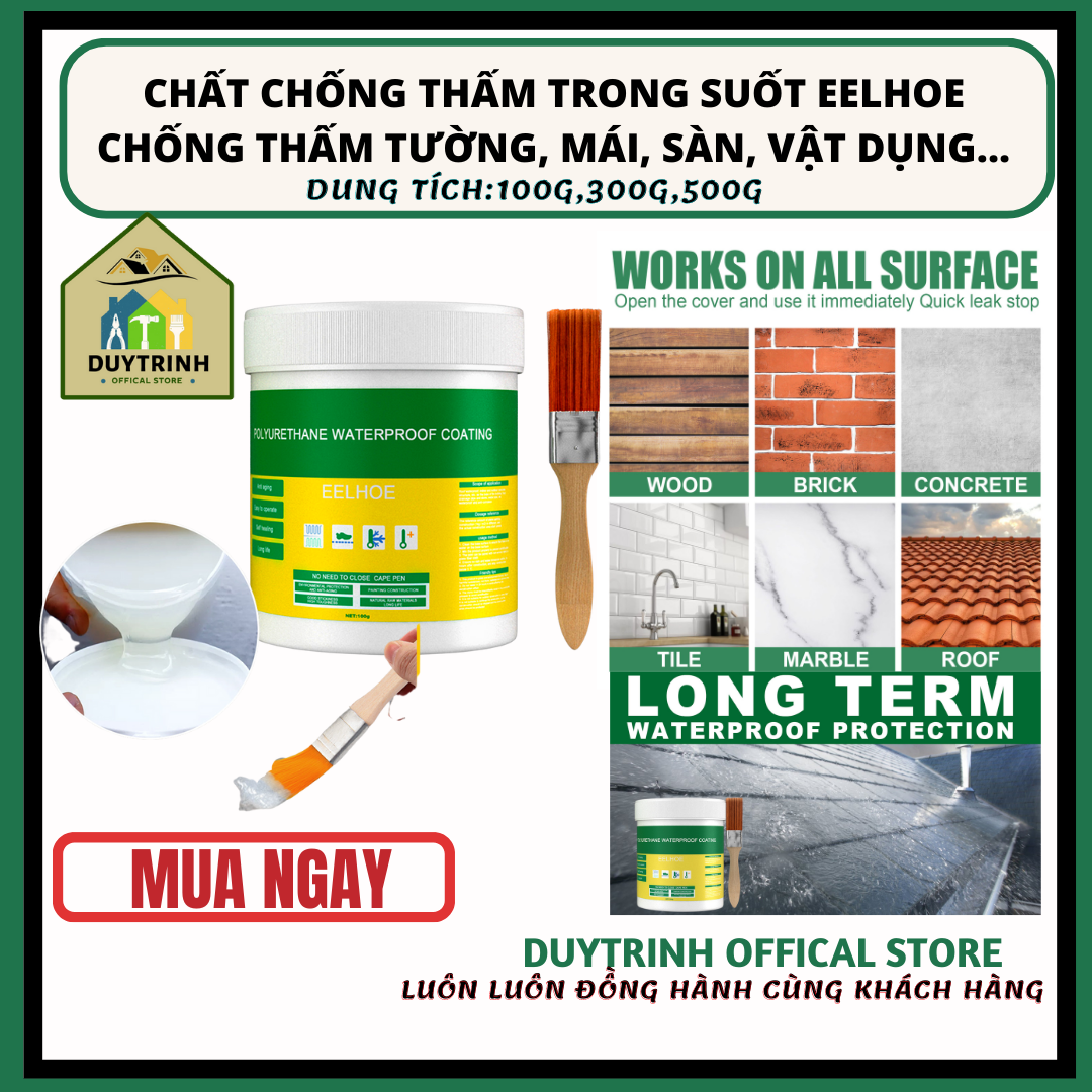 Keo chống thấm trong suốt EELHOE chống thấm tường, mái , sàn, vật dụng trong nhà 100g, 300g,500g