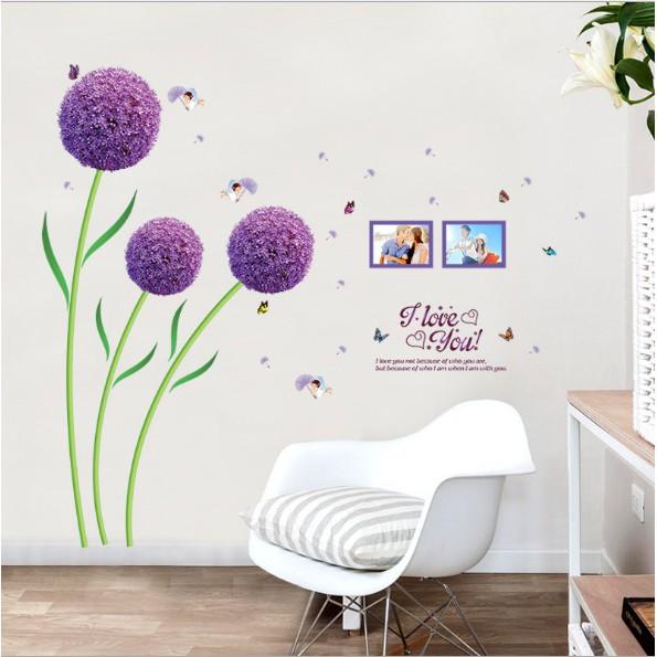 Decal trang trí tường - Bồ Công Anh Tím khung hình 02