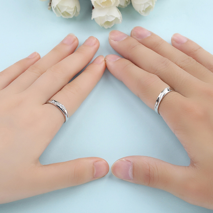 Nhẫn đôi bạc nhẫn cặp bạc đẹp đính đá tinh tế ND0201