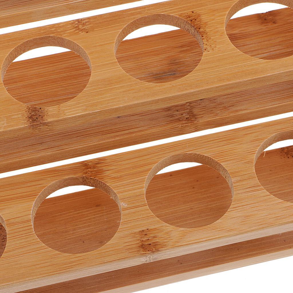 2pcs 18 Slot Essential Oil Wooden Rack Tray Organizer - 3 Tiers Storage Case
