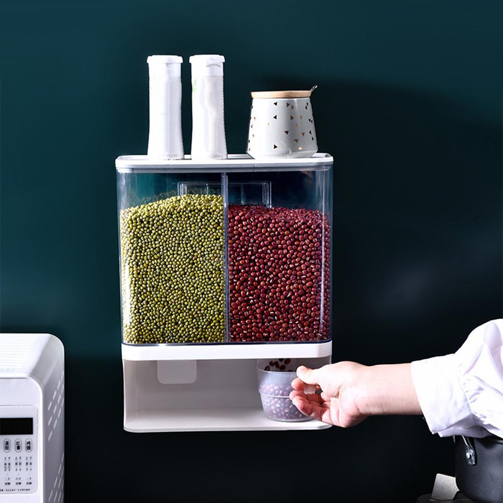 2X Countertop Rice Bucket Grain Dispenser Dry Food Storage Container 3000ML