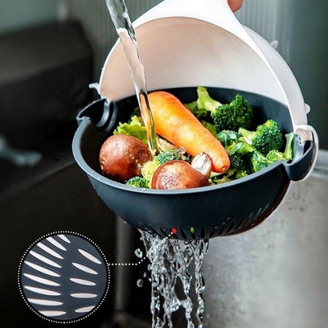 Dụng cụ bào rau củ quả 9in1 kiêm rổ đựng rửa đa năng tiết kiệm thời gian vào bếp