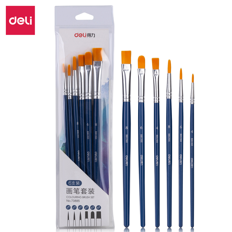 Bộ Cọ Vẽ Chuyên Nghiệp Deli - Dùng Cho Màu Nướcbộtsơn Acrylic - Set 46 Cây - 738857386673867 - Bộ 6Cọ Niken - 73885