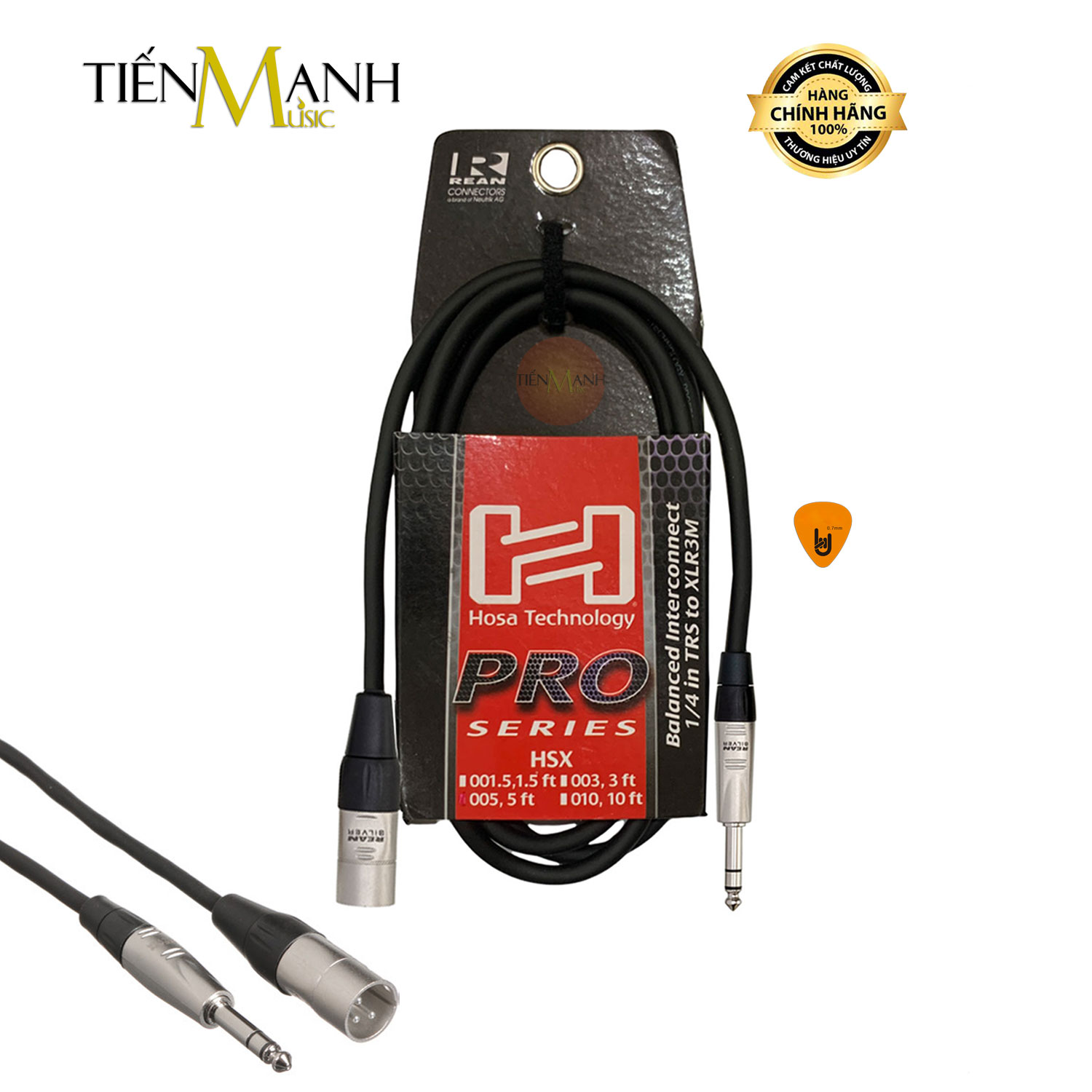 Dây Cáp Loa Kiểm Âm Hosa Pro Balanced REAN XLR Canon Đực sang 6ly Stereo TRS Dài 0.45m, 0.9m, 1.5m, 3m, 6m HSX-001.5, HSX-003, HSX-005, HSX-010, HSX-020 Cable 1/4 in to XLR3M Hàng Chính Hãng - Kèm Móng Gẩy DreamMaker