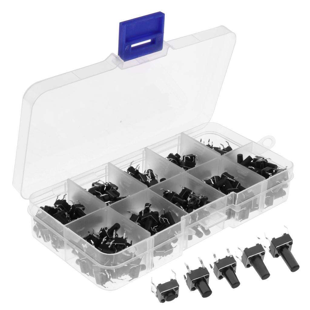 200Pcs/lot 6x6mm Tactile Push Button Switch Micro Momentary Assortment Parts