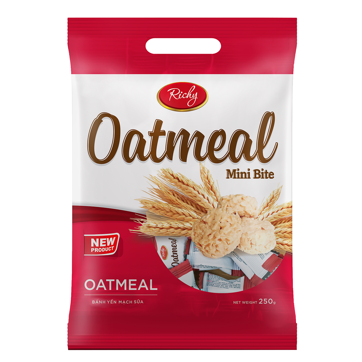 Combo 2 túi bánh Yến Mạch Oatmeal Richy Thơm Ngon Túi 250g New - 250g