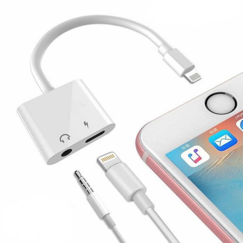 cáp chuyển đổi tai nghe 2 đầu vừa sạc vừa nghe iphone ipad - jack chuyển đổi tai nghe từ lightning sang cổng loa 3.5mm dùng bluetooth