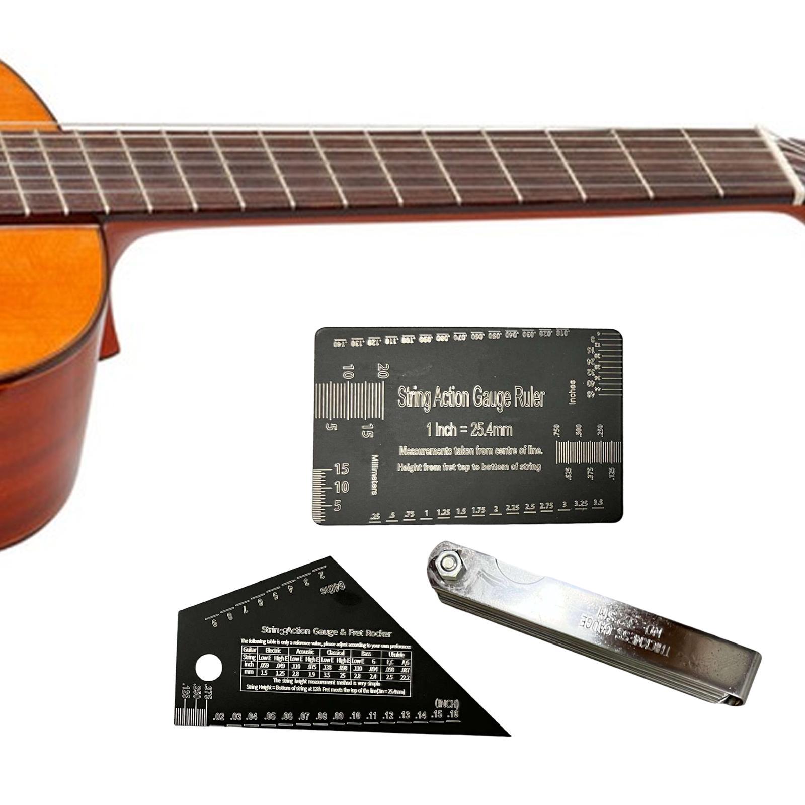 3Pcs Multifunctional Guitar Fret Rocker Luthier Tool for Electric Bass