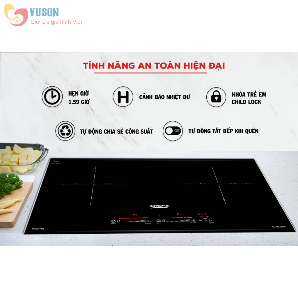 Bếp từ đôi Chefs EH-DIH888V - Hàng chính hãng