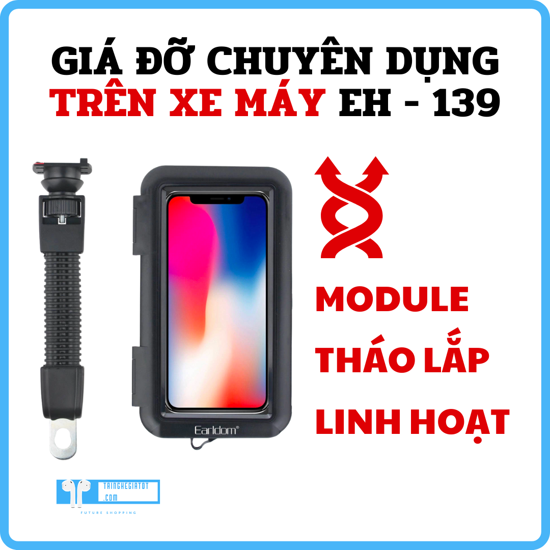 Giá Đỡ Điện Thoại Khung Kim Loại Chuyên Dụng Trên Xe Máy Earldom EH - 139 Hàng chính hãng