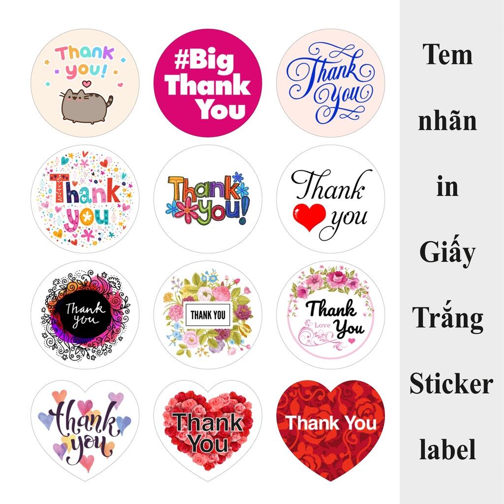 Tem nhãn in,Thank You giấy Trắng Sticker label_100pcs