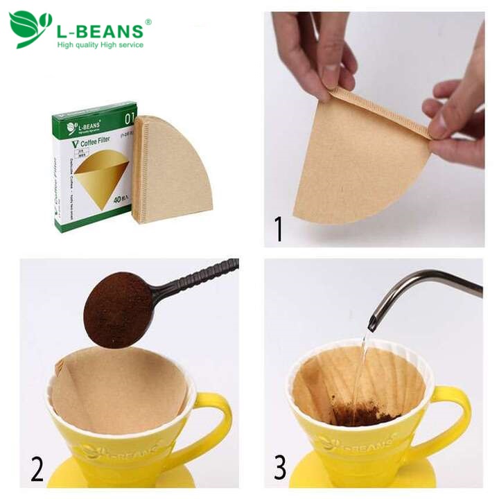 Giấy lọc cà phê loại 2 lớp 40 tờ 1 hộp nhãn hiệu L-beans V01 và V02 - HÀNG CHÍNH HÃNG