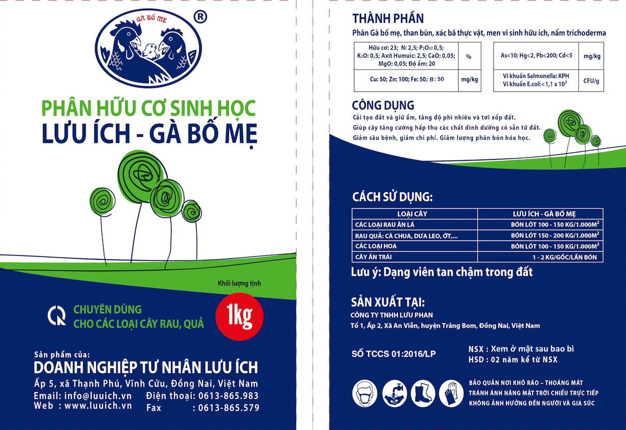 Combo 4 Phân hữu cơ sinh học Lưu Ích - Gà Bố Mẹ (Dạng viên trụ)