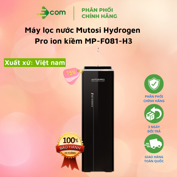 [Hàng chính hãng] Máy lọc nước Hydrogen Pro Ion Kiềm Mutosi MP-F081-H3, Công nghệ điện phân có màng ngăn, Bảo hành tại nhà.