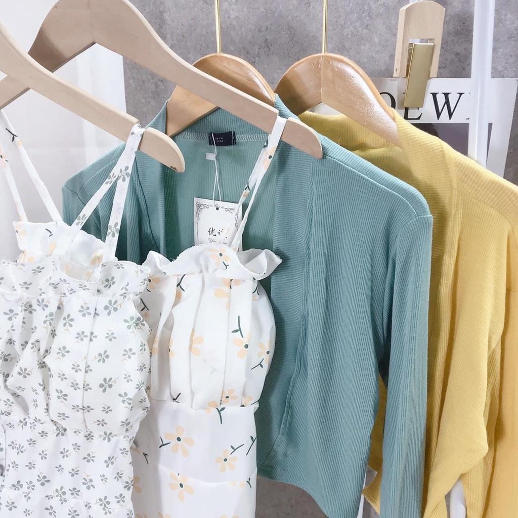 Sét Váy Hai Dây Hoa Nhí Kèm Áo Khoác Cardigan- Đầm maxi 2 dây dáng dài kèm áo coptop khoác ngoài phong cách hàn quốc