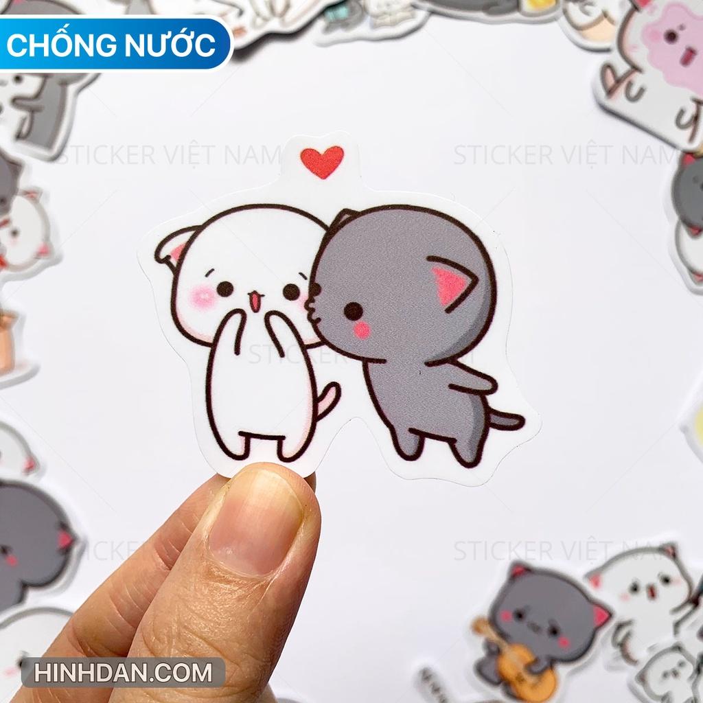 Sticker in hình Mochi - Peach Cat - Dán Trang Trí - Chất Liệu PVC Cán Màng Chất Lượng Cao Chống Nước, Chống Nắng, Không Bong Tróc Phai Màu