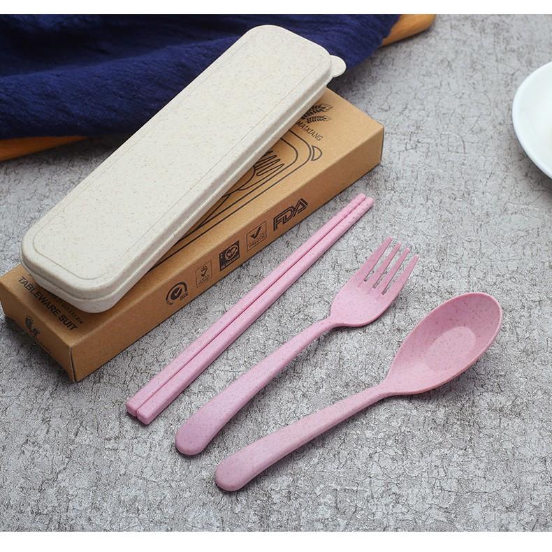 Bộ muỗng-đũa-nĩa bằng nhựa lúa mạch-màu ngẫu nhiên