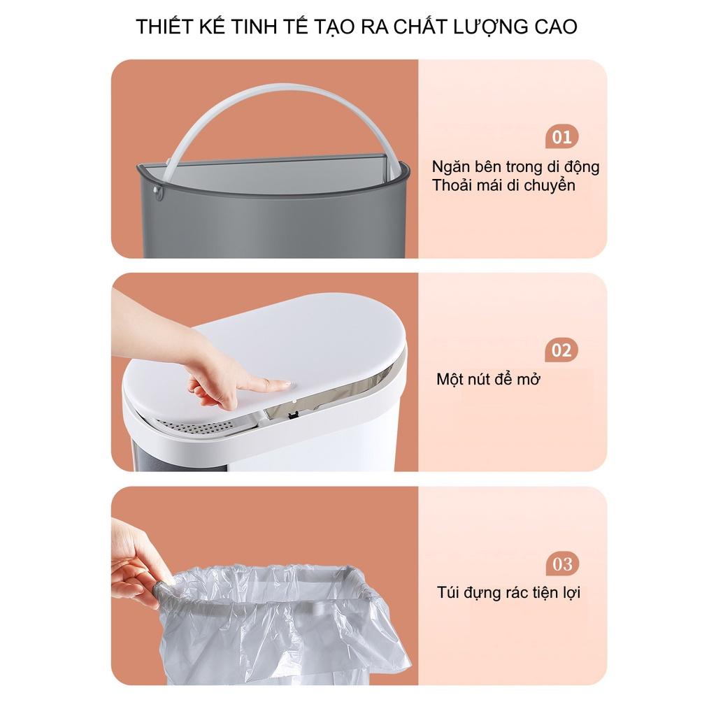 Thùng rác đa năng tách 2 ngăn khô, ướt có bộ lọc trà, chất liệu ABS siêu bền 15L