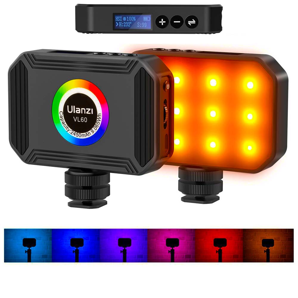 ULANZI VL60 RGB (2500-9000K) - HÀNG CHÍNH HÃNG - Đèn LED đổi màu RGB | 36.000 màu | 20 hiệu ứng đặc biệt | 2450mAh