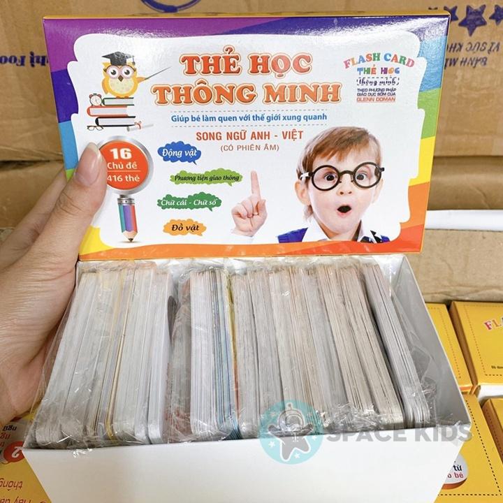 Đồ chơi giáo dục thẻ học thông minh Flash card song ngữ 16 chủ đề cho bé (416 thẻ)