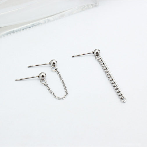 Bông tai khuyên tai mắt xích bất đối xứng style unisex