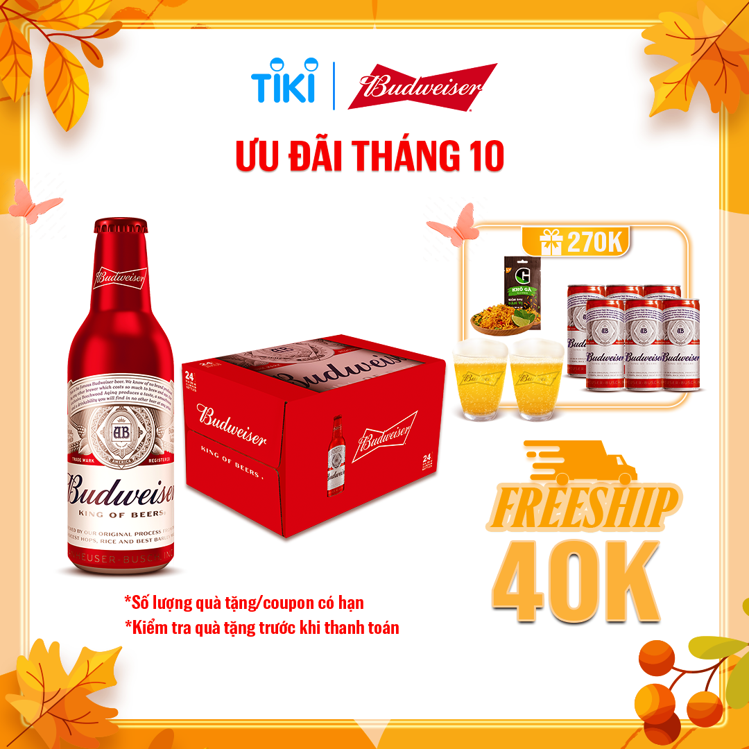 Thùng 24 Chai Budweiser Alumium Chính Hãng