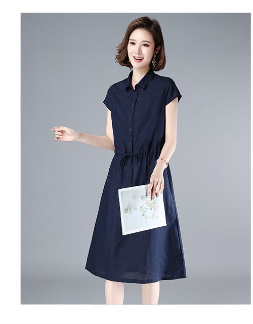 Đầm suông nữ Đũi Việt thiết kế 2 túi sườn tay ngắn rút eo, chất vải đũi mềm mát phong cách ulzzang Hàn Quốc DV70