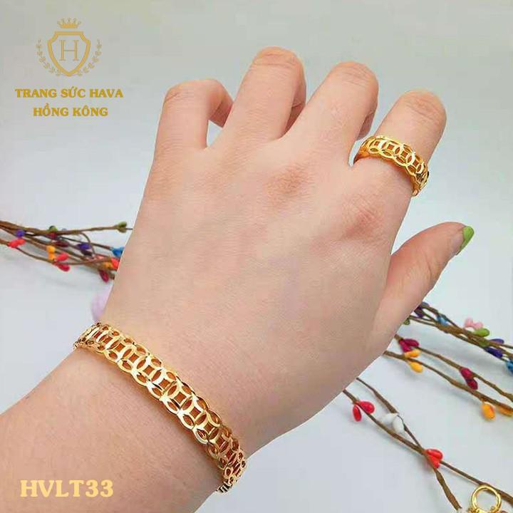 Lắc Tay, Vòng Tay Nữ Kim Tiền Trơn Xi Mạ Vàng Non Cao Cấp - Trang Sức Hava Hong Kong - HVLT33