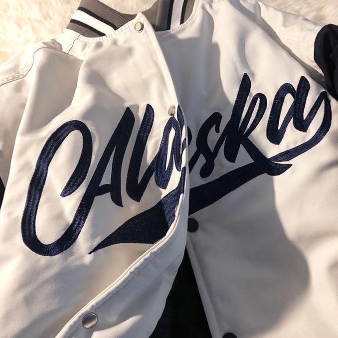 Áo Bomber Bóng Chày 2 Lớp Alaska Cao Cấp,Áo Khoác Varsity 2 Lớp Phong Cách Hàn Quốc