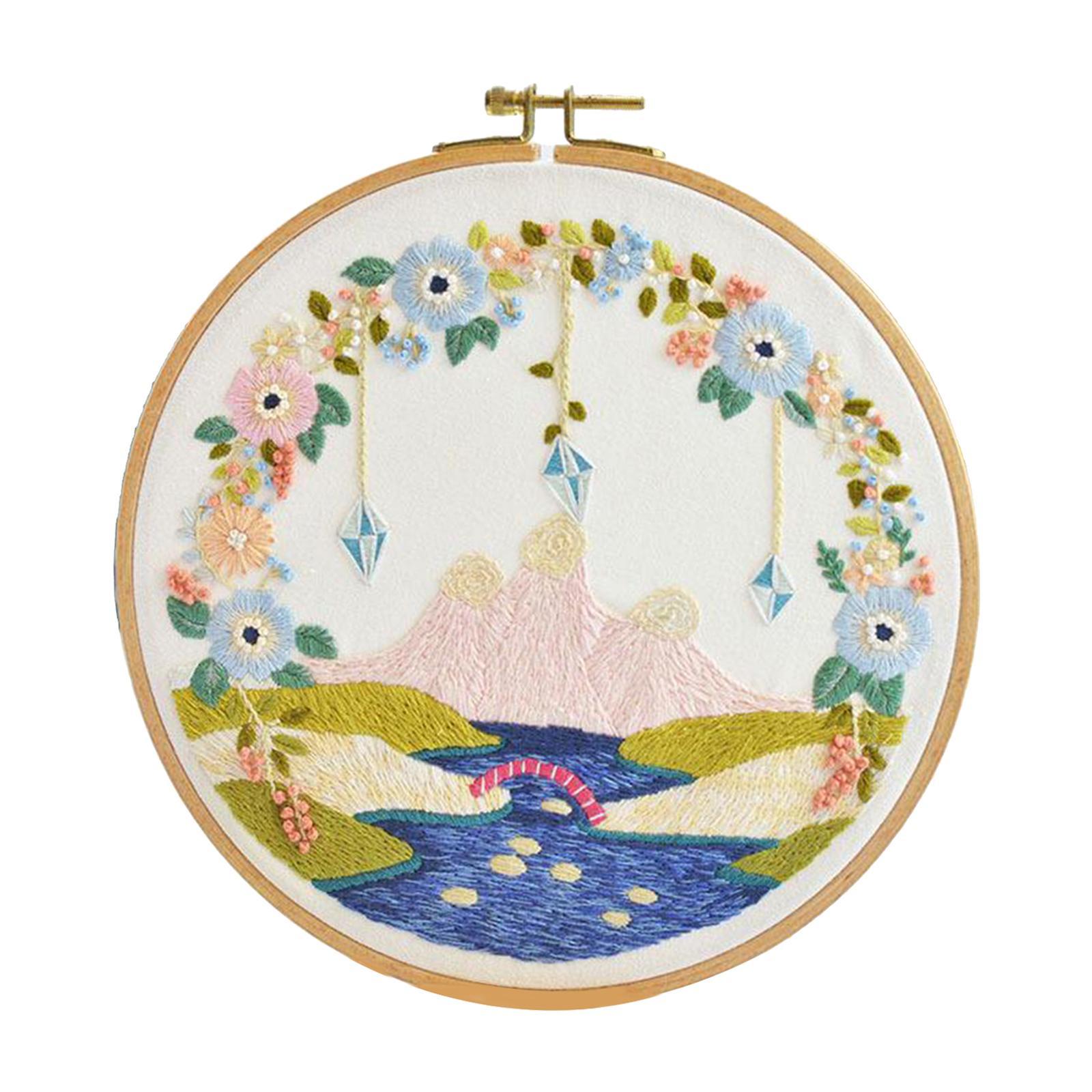 Funny Embroidery Starter Kit Cross Stitch Kit Include Embroidery Clothes with Color Threads and Tools for Beginners