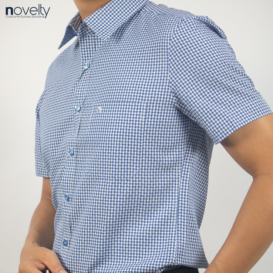 Áo sơ mi nam ngắn tay Novelty Regular fit Caro nhỏ NSMMCNMTCR230432N