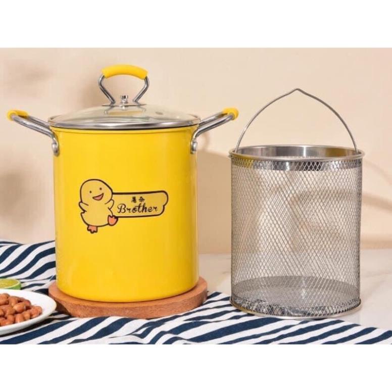 Nồi chiên ngập dầu mini vịt vàng 18cm (kèm rổ inox) - Nhà Mỵ SHop