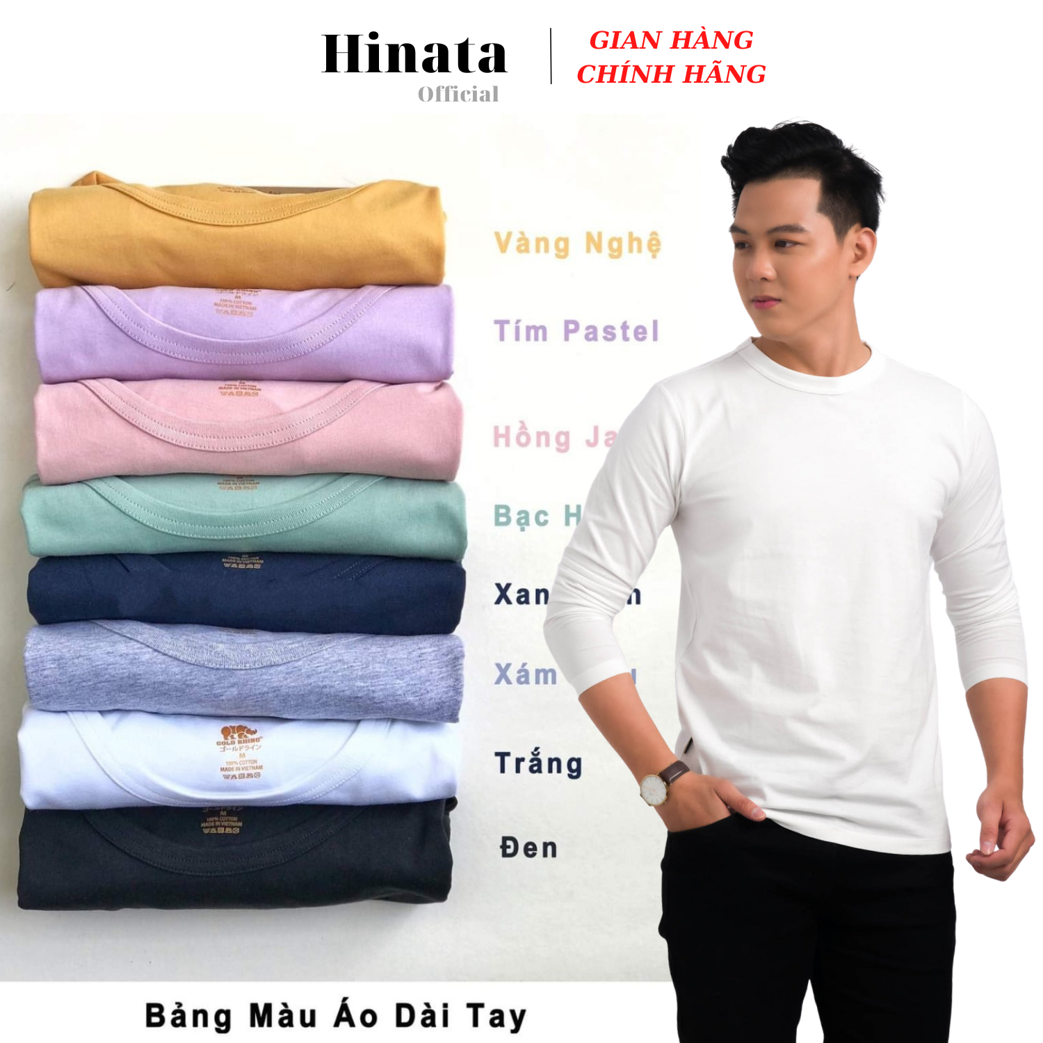 Áo Thun Nam Trơn Tay Dài, Áo Phông Nam Basic 100 Cotton Cao Cấp Hàng Hiệu Đẹp Thoáng Mát Tay Dài