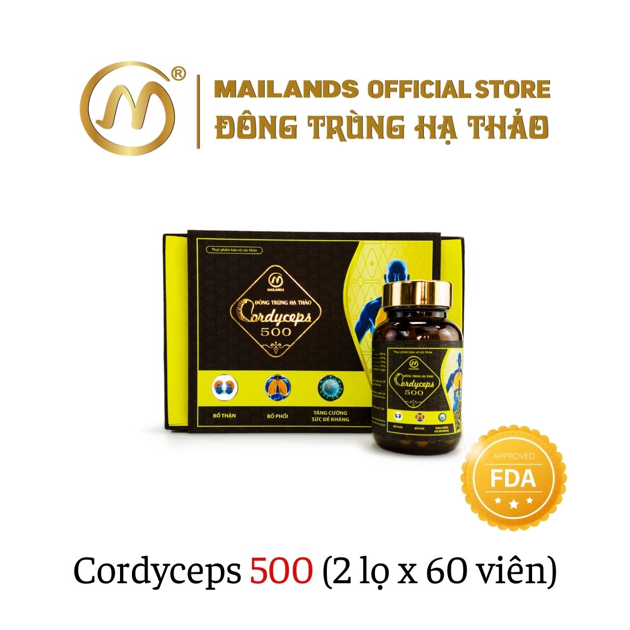 COMBO 4 hộp Đông Trùng Hạ Thảo MaiLands Cordyceps 500 (120 viên)