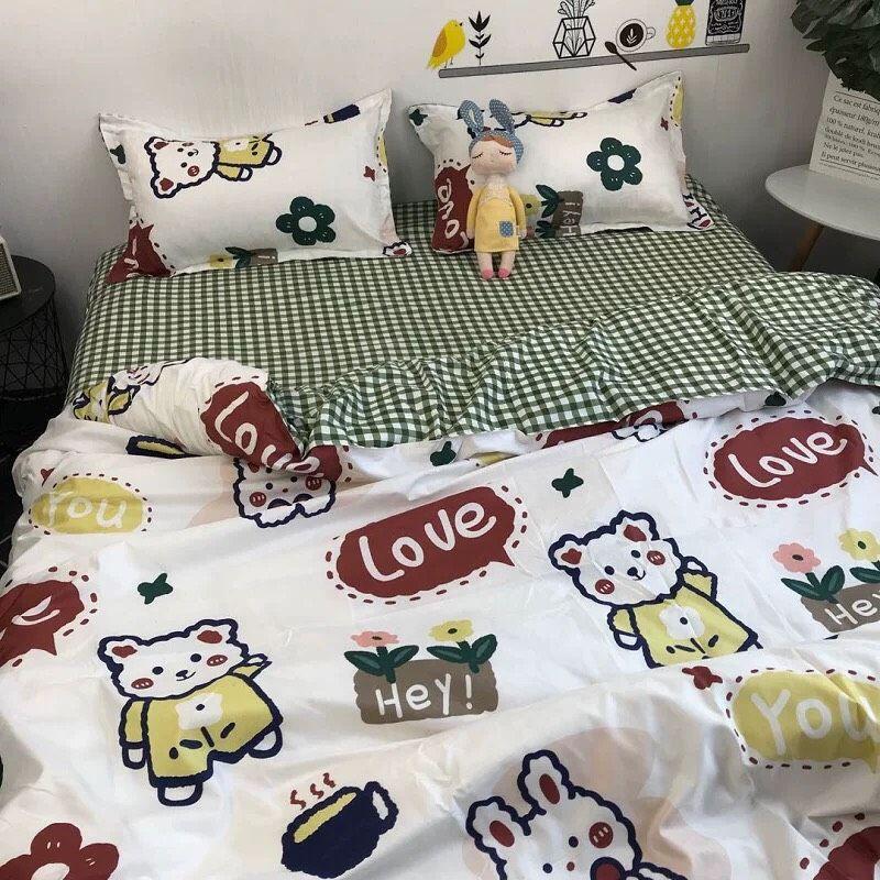 Thanh Lý Bộ Chăn Ga Cotton Poly Nhập Khẩu. Drap Phong Cách Hàn Quốc. Không Phai, Không Xù